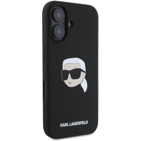 Karl Lagerfeld flytande silikon Karl Head-fodral för iphone 16 6.1" Svart - KLHMP16SSKHPPLK