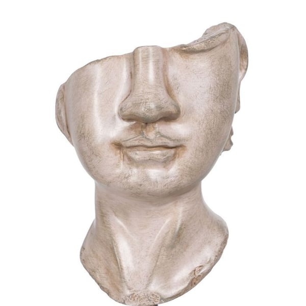 Dekorativ figur - BigBuy Home - Ansikte - Metall - Polyrä foto - Beige