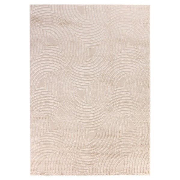Soffmatta - AYYILDIZ - Reliefmönster med vågor - Beige - 120x170 cm - Mjuk 100% PP