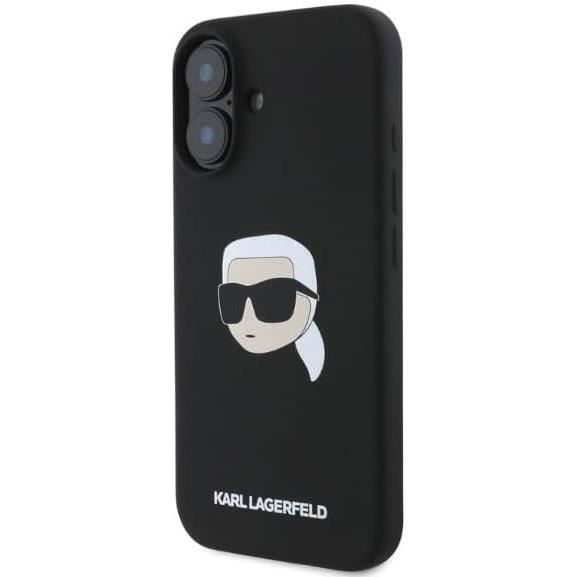 Karl Lagerfeld flytande silikon Karl Head-fodral för iphone 16 6.1" Svart - KLHMP16SSKHPPLK