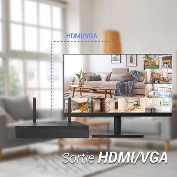 NVR trådløs - EZVIZ - X5S - HDMI/VGA - Wi-Fi 100m - 8 To - H.265 - ONVIF