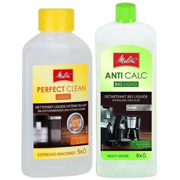 Kit för kaffemaskin - Melitta - Perfect Clean Liquid och AntiCalc Bio Liquid - Rengöring och avkalkning eco