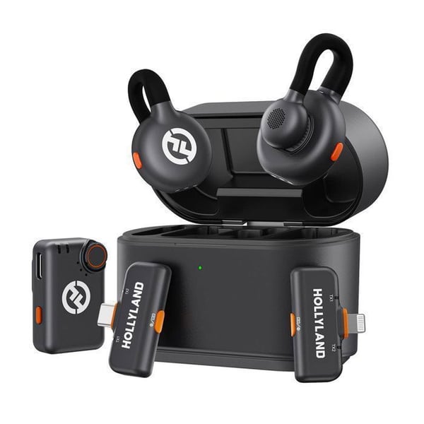 Hollyland Lark M2S Ultimate Combo Trådløs Mikrofon - 300m Rækkevidde - 30t Batterilevetid - Støjdæmpning - USB-C/3,5mm - Vlog/Interview