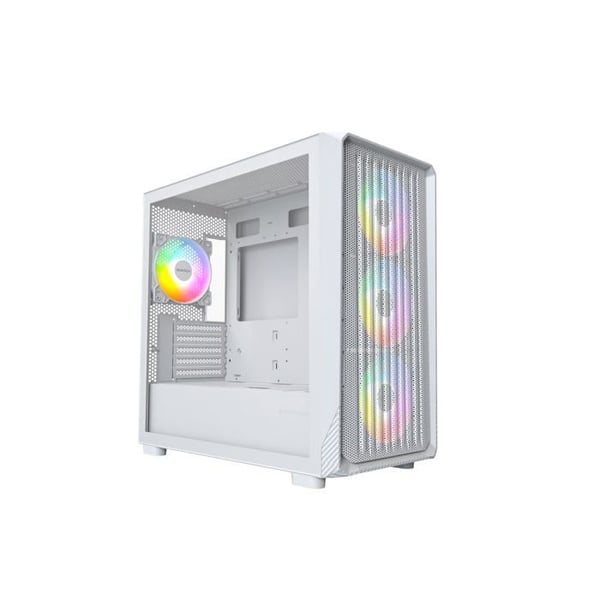Micro ATX PC-chassi - Montech - X5M - ARGB-fläktar - Glaspanel - Vit