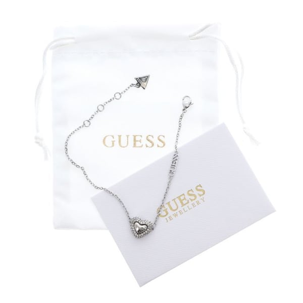 GUESS Silverfärgad armband för kvinnor - Beloved Pave Heart Armband L Rhodium 307457