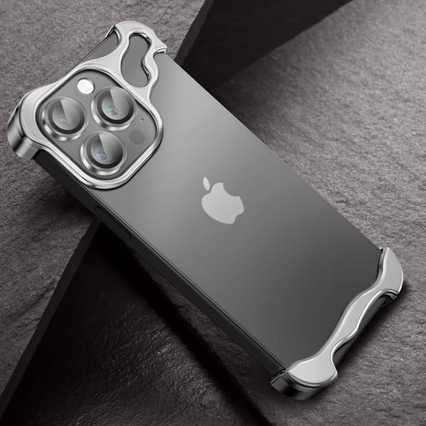 Skydd Design för iPhone 14 Pro Max Bumper Skal Metallförstärkt Silver