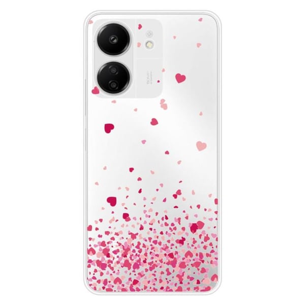 Silicone-skal - Kompatibel med Xiaomi Redmi 13C 4G - design med rosafärgade hjärtkonfetti