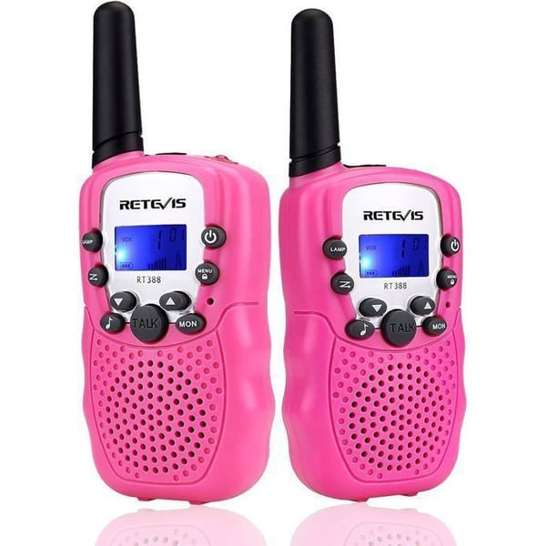 Retevis RT388 Walkie Talkie för Barn, Walkie Talkie Lång Räckvidd, Presentleksaker för 4-12 År, Camping, Utomhusäventyr (Rosa)