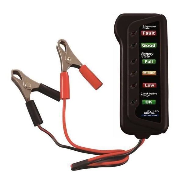 12V Bilbatteri og generator tester - Test af batteriets tilstand og laderegulator (med angivelse LE l13519
