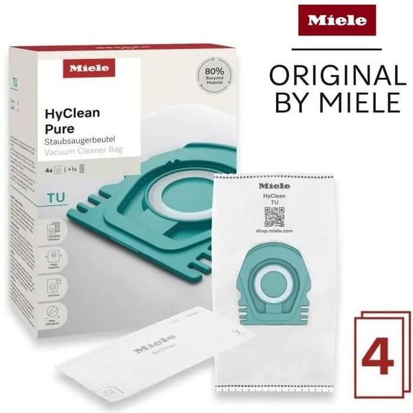Dammsugarpåse - MIELE - HyClean Pure TU - 4 påsar - 3,5 L - Kompatibel med Guard S1 och Guard L1 - Turquoise