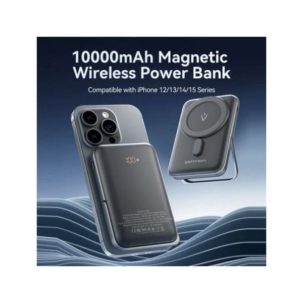 Powerbank - VENTION - FHNB0 - 10000mAh - 20W - Trådlös laddning - USB-C