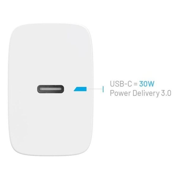 Strömadapter - FIXED - USB-C - 30W - Snabbladdning - Kompatibel med MagSafe