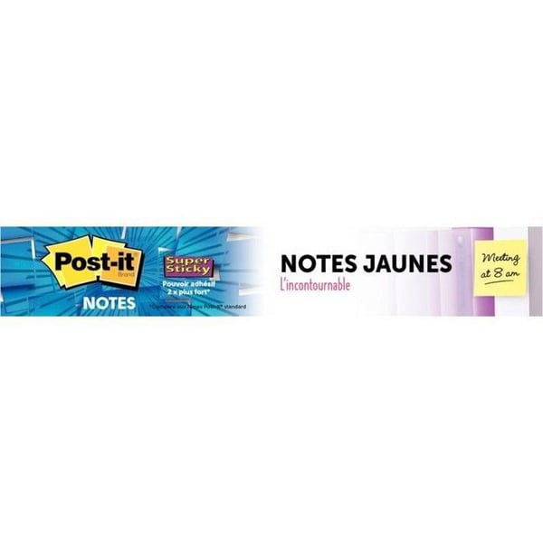 Set med 12 flyttbara block 90 ark Post-it Super Sticky gul 47,6 x 47,6 mm