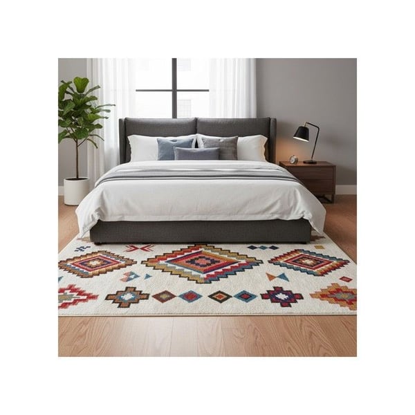 Matta - MELIS HOME - Skandinavisk Kilim - Flerfärgad kräm - Tvättbar - Halkfri