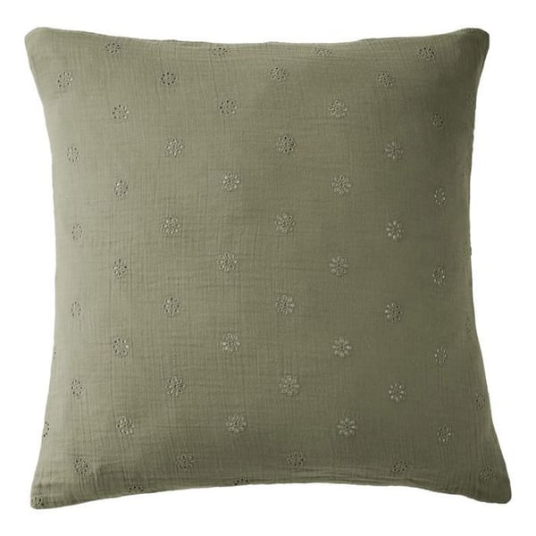 Broderad kudde "Gaïa Boho" 60 x 60 cm & 50 x 70 cm "Bomullsgaze" - Gaïa Boho Rosmarin - 60 x 60 cm