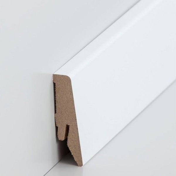 PROVISTON Sockel nr 242 MDF 18 x 58 x 2500 mm Vit att limma, clipsa, skruva & spika Belagd MDF-kärna 12,5 meter | 5 stycken