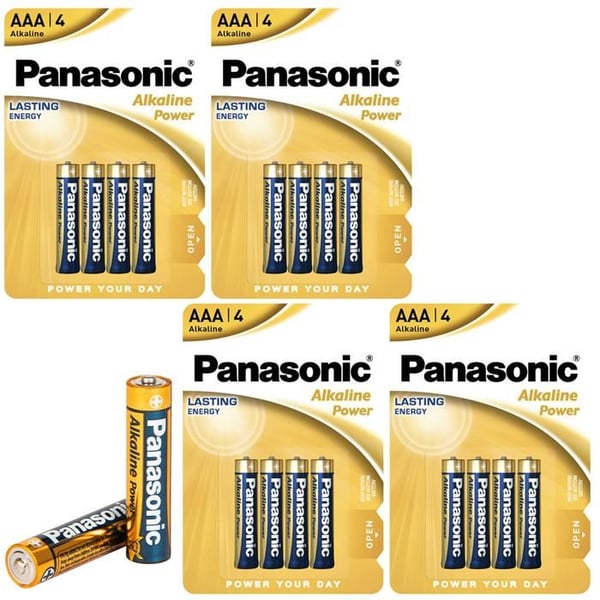Alkaliska AAA-batterier - Panasonic - Alkaline Power - Långvarig och korrosionsskyddad - 16 stycken