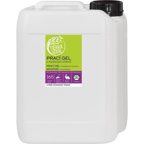 TIERRA VERDE Gel tvättmedel med hasselnötsånga och ekologisk lavendel essens 5 l (165 tvättar)