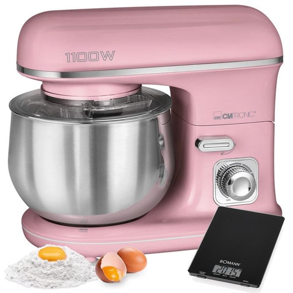 Robot Pâtissier Boulangerie Kök Hem Multifunktion Skål 5L Clatronic KM 3711 1100W Rosa