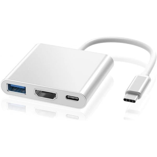 3-i-1-adapter - ZISONIX - Typ C till HDMI - USB 3.0 - Laddningsport - Kompatibel med Windows och Macbook