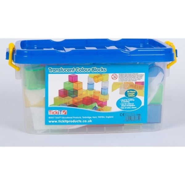 Byggblock - TickiT - Färgade genomskinliga block - 50 stycken - Genomskinlig plast - Blandat