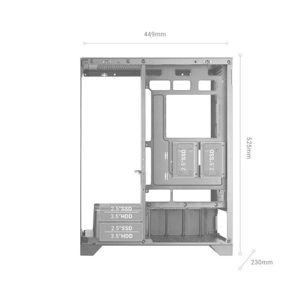 Gaming Chassi ATX - MARS GAMING - MC-PRISMA - Triple Härdat Glas - ARGB - Dubbel Kammare - Svart