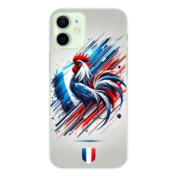 1001Coques - Silikonfodral kompatibelt med Apple iPhone 12 Mini - Fransk tuppmönster - Originaldesign tryckt i Frankrike