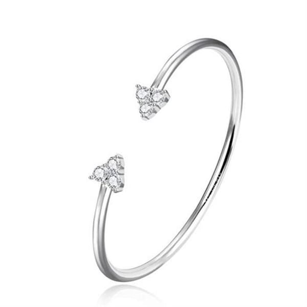 Öppen armband - AGATO - AGB782 - Rhodinerad silver - Kubisk zirkon - Solid design
