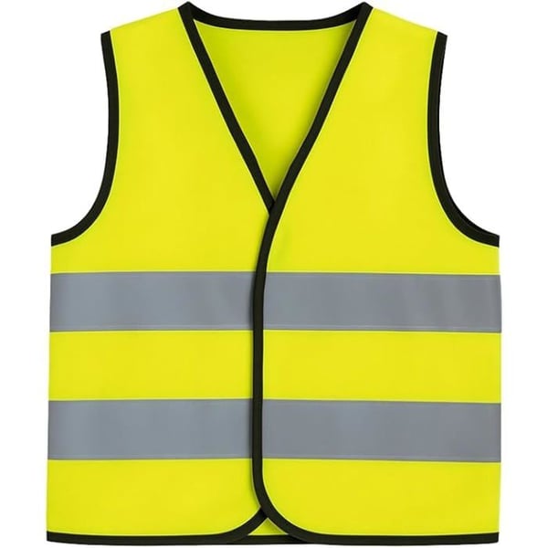 Fluoväst utan ärmar för barn i en storlek 8 till 12 år med reflexband 51 x 57 cm