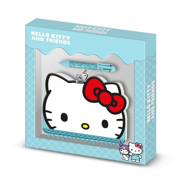 Kawaii Journalset + Penna - Hello Kitty Ansikte - Vit - One Size Kawaii Journalset + Penna - Hello Kitty Ansikte - Vit - One Size