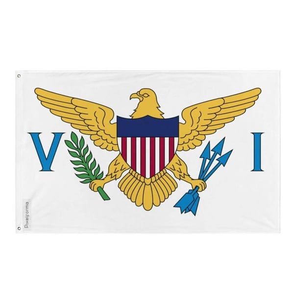 Jungfruöarna USA Flagga – 90 x 150 cm – Hållbar Polyester – 2 Metallöljett – Inomhus / Utomhus – Pixelforma