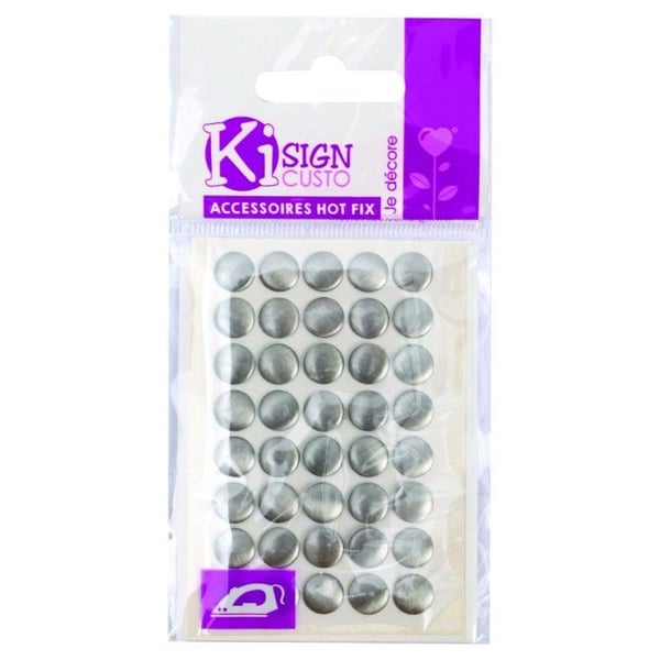 Ki-Sign - Runda termoklistermärken 8mm Silver 24 Stycken