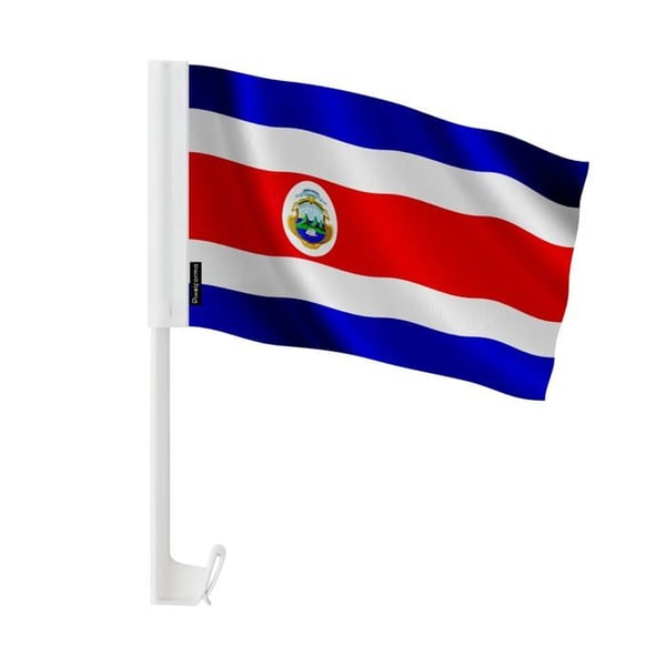 Bilflagga Costa Rica – 14 x 21 cm – Polyester – Fäste på Fönster – 20 stycken – Pixelforma
