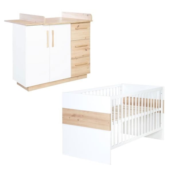 Duo Lejon Baby Room - ROBA - Evolutiv Säng 70x140 cm - Vit - Trädekor