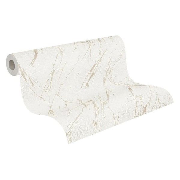 Non-woven tapeter - vit - stenimitation - Mönstrade tapeter - Elements II - A.S Création