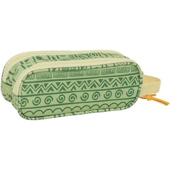 Dubbel pennfodral - SAFTA - Mufasa - Bekväm - Mångsidig - 21x6x8 cm - Grön/Beige