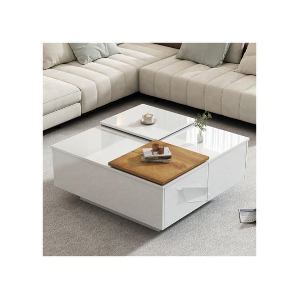 Bord - MUVOE - Moderne - Blank hvid træ - 75x75 cm - Maks. belastning 30 kg