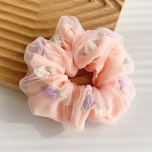 Chouchou - AVIZAR - Dubbel Tjocklek - Mjukt Tyg - 3D Rosor - Färg Rosa