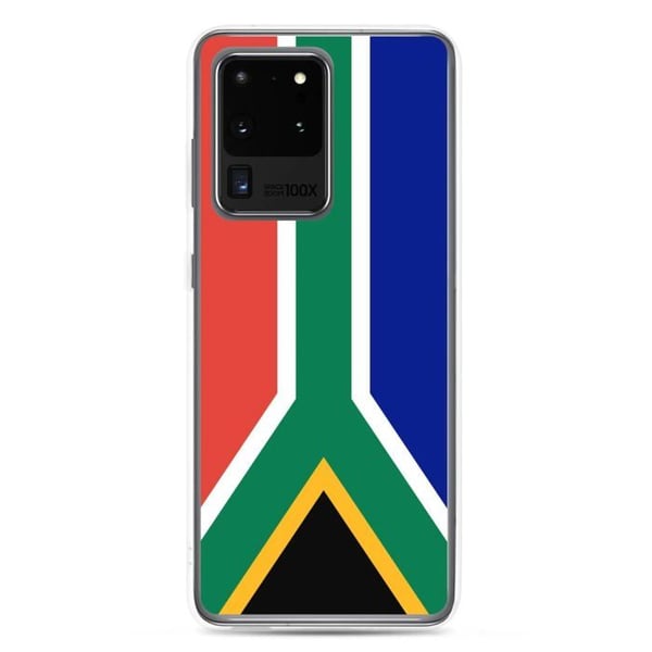 Telefonfodral – Sydafrikas flagga – Kompatibel med Samsung Galaxy S20 – Mjukt fodral – Stöttåligt och chockresistent – Pixelforma