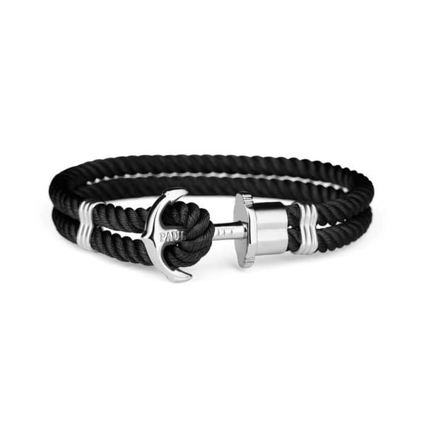 Paul Hewitt - Dubbel nylonarmband svart med silverankare PHREP (ph-ph-n-s-b) svart storlek XL