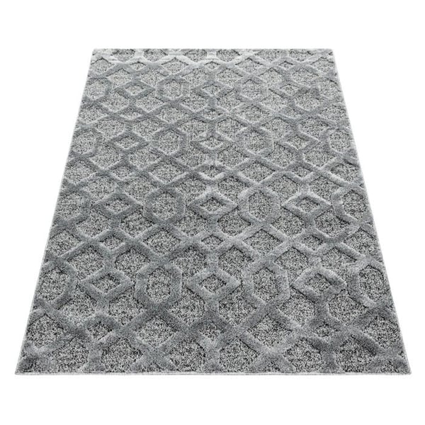 Matta - AYYILDIZ - Design med kort lugg - 3-D Rutmönster - 60x110 cm - Inomhus
