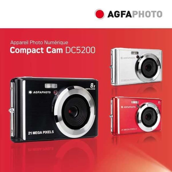 AGFA PHOTO DC5200 kompakt digitalkamera - 21 Mp CMOS-sensor - 8X zoom - 2,4'' LCD-skärm - Silver