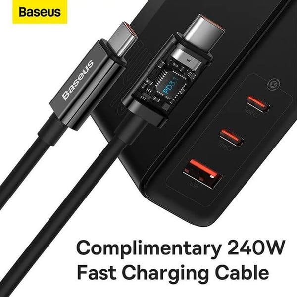 Väggladdare - Baseus - GAN 5 Pro 140W - PD QC4.0 - Kabel 240W - Svart
