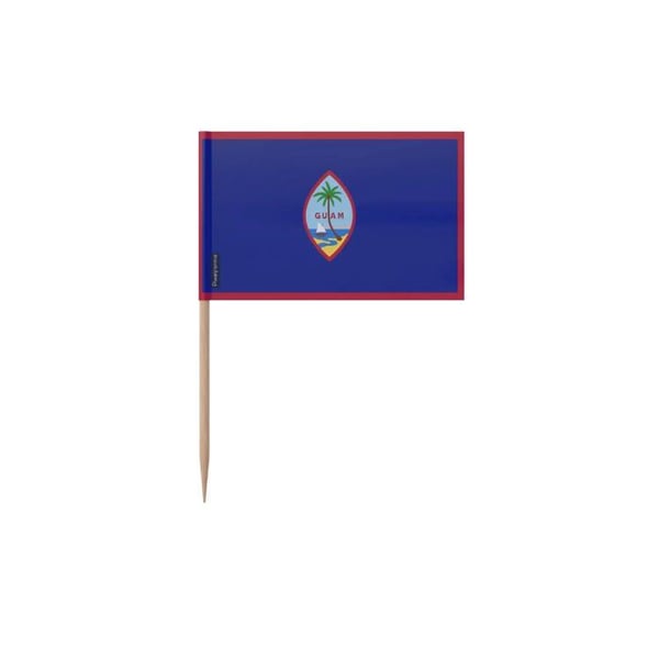 Tandrengöringspinnar Guams flagga - 8 cm - 100 stycken - Självhäftande plast - Bambu pinne - Pixelforma