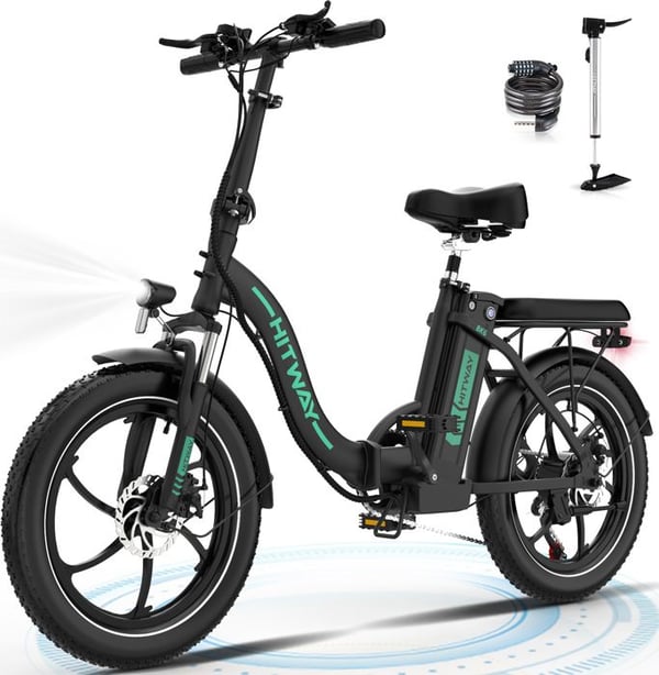 HITWAY Elcykel 20" MTB - 36V batteri - 11,2Ah - 250W Motor - 7 hastigheter - Svart