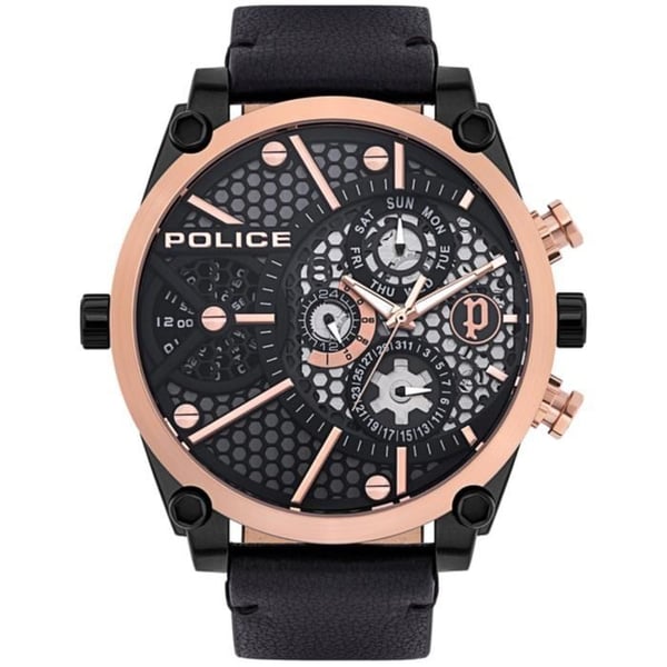 Herrklocka - POLICE WATCHES - VIGOR PL.15381JSBR-61 - Läder - Kvarn - Analogisk