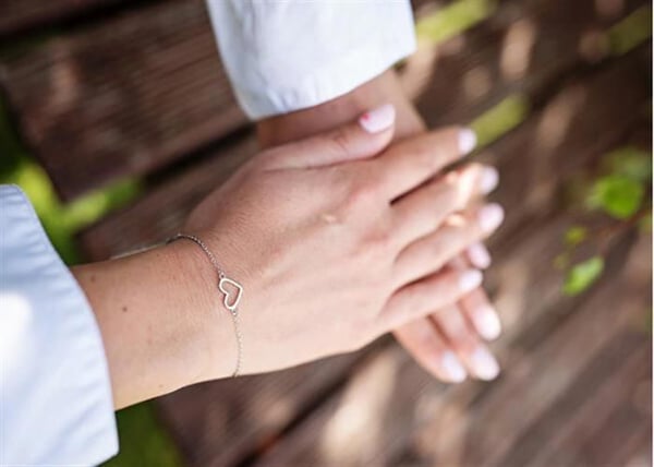 Armband - AGATO - AGB776/21 - Rhodinerad silver - Justerbar längd 17 cm - Oändlighetssymbol och hjärta