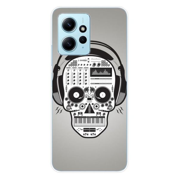 Tryckt silikonfodral som är kompatibelt med Xiaomi Redmi Note 12 4G Skull Music