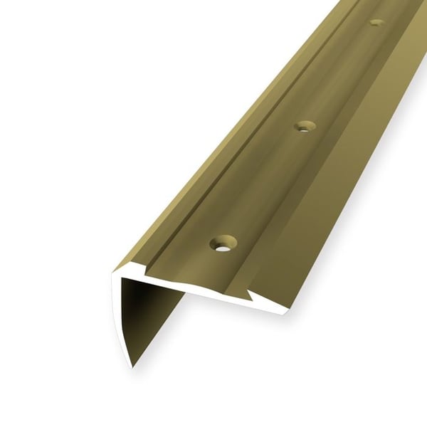 Profil av trappnos 32 x 44 x 2500 mm hörnprofil i aluminium med räfflad fräsning och hål Küberit