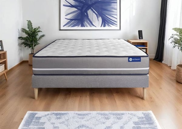 Sängset Madrass Sängbotten 130x200 cm - Actilatex Pur - Sängbotten Kit Grå